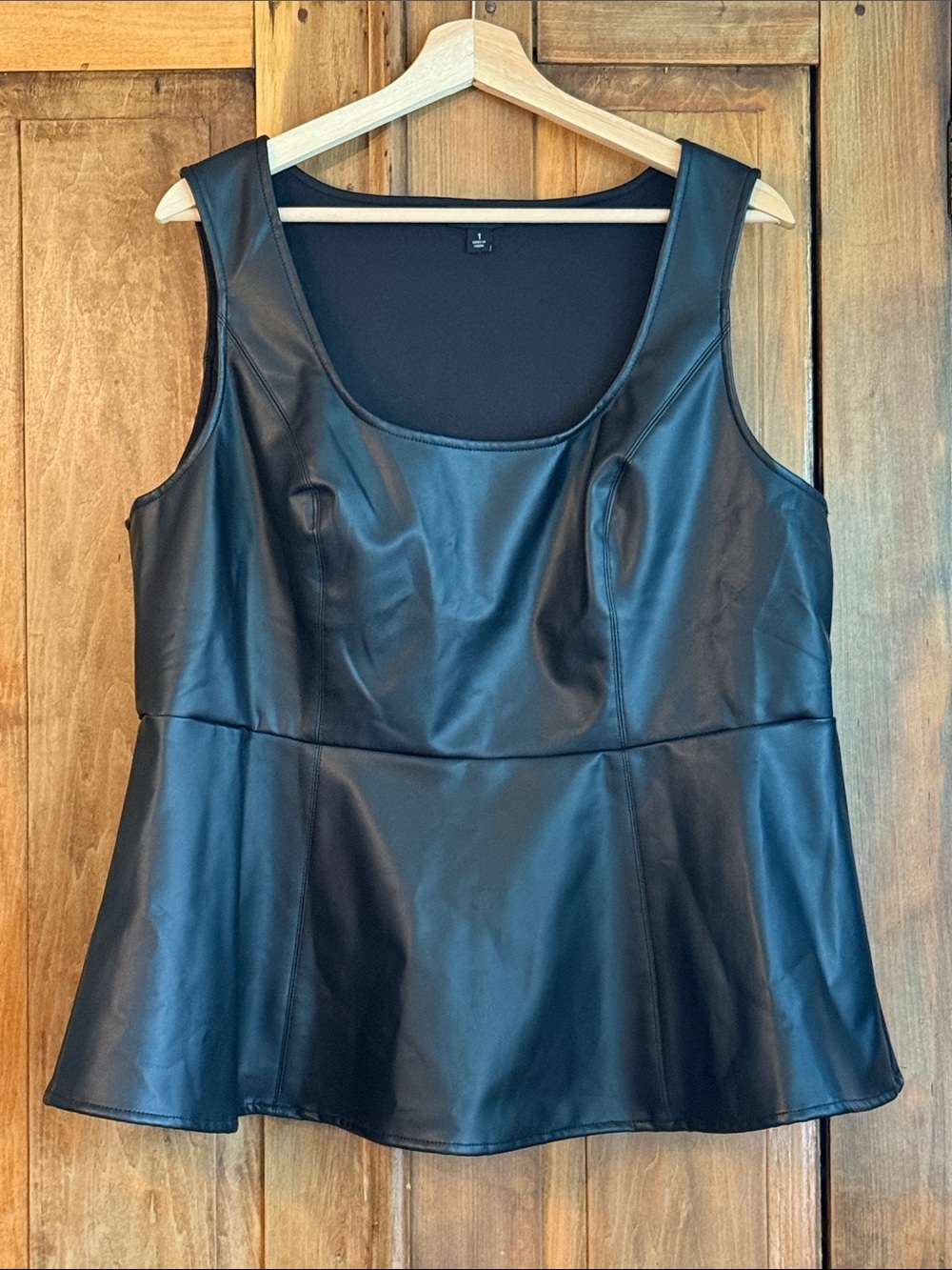 torrid Sz 1 Black Vegan  Leather Peplum Camisole